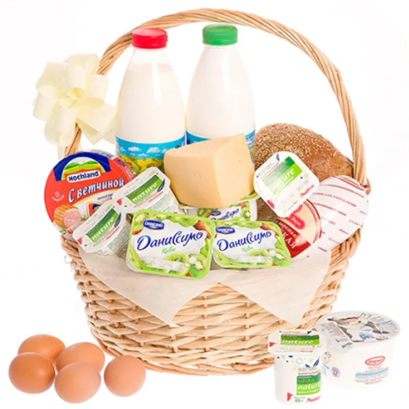 Корзинка свежих продуктов с хлебом и молоком, доставка Калайкасы